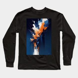 Navy Blue and Orange Long Sleeve T-Shirt